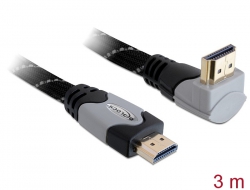 83045 Delock Cable High Speed HDMI with Ethernet – HDMI A male > HDMI A male angled 4K 3 m