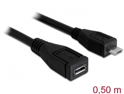 83133  Delock Cable USB Extension micro-B male > micro-B female 0.5 m