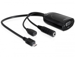 65336 Delock Adaptér MHL Micro USB samec > VGA samice + USB Micro-B samice + Stereo jack samice