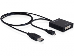 65337 Delock Adapter MHL Micro USB Stecker + USB-A Stecker > DVI 24+1 Buchse 