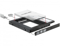 61993 Delock Slim SATA 5.25″ instalační rámeček (13 mm) pro 1 x 2.5″ SATA HDD do 9,5 mm