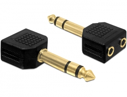 65363 Delock Adapter Audio Klinke 6,35 mm Stecker > 2 x 3,5 mm 3 Pin Buchse