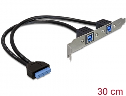 83179 Delock Slot bracket USB 3.0 pin header 19 pin internal > 2 x USB 3.0-B external