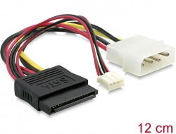 84420 Delock Napájecí kabel SATA 15 pin samice > Molex 4 pin samec + 4 pin napájení