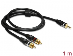 83160 Delock Kabel Audio Klinke 3,5 mm 3 Pin Stecker > 2 x Cinch Stecker 1 m