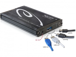 42488 Delock 2.5″ Külső merevlemezház SATA HDD > Multiport USB 3.0 + eSATAp