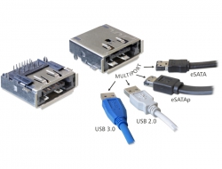 65285 Delock Steckverbinder Multiport Einbaubuchse eSATAp + USB 3.0