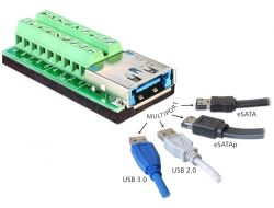 65405 Delock Adapter Multiport USB 3.0 + eSATAp female > Terminal Block 18 pin