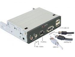 91477 Delock 3.5″ Mutlipanel eSATAp/USB 2.0/FireWire/HD-Audio