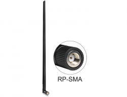 88450 Delock WLAN 802.11 b/g/n antenna RP-SMA-dugó 9 dBi mindenirányú, dönthető csatlakozással (fekete színű)