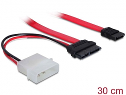 843900 Delock Kabel SATA Slimline Buchse > SATA 7 Pin + 2 Pin Strom 16 cm