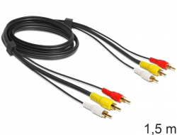 85017 Delock Cable Audio / Video 3 x RCA male / male 1,5 m