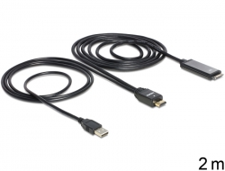 83280 Delock Kabel High Speed HDMI Stecker > IPad 30 Pin Stecker + USB-A Stecker 2 m