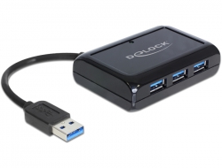 62440 Delock Concentrador USB 3.0 con 3 puertos + 1 puerto LAN Gigabit 10/100/1000 Mb/s