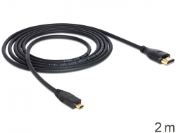 83346 Delock Cable High Speed HDMI with Ethernet A-male > micro D-male Slim 2 m