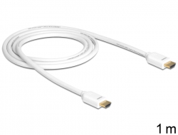 83347 Delock Cable High Speed HDMI with Ethernet – HDMI A male > HDMI A male white 1 m
