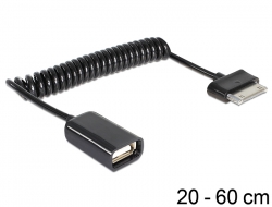 83300 Delock Cable Samsung 30 pin male > USB-A female OTG coiled cable