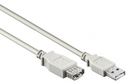 82009  KABEL USB 2.0 Verlängerung, A/A 5,0m S/B grau
