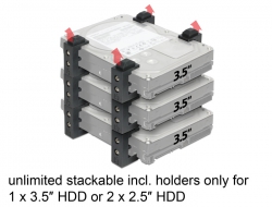 18202 Delock Holder for 2.5″ or 3.5″ HDDs stackable