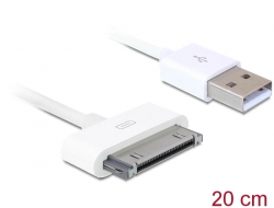 83411 Delock USB Daten- und Ladekabel > 30 Pin für IPhone 3 und 4   20 cm