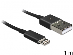 83422 Delock Cable de datos y alimentación USB para IPhone 6, IPhone 5 negro