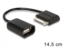 83430 Delock Kabel Samsung 30 pin samec (pravoúhlý) > USB-A samice OTG 14,5 cm