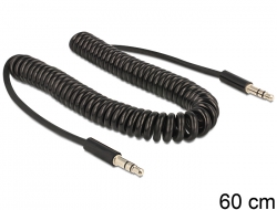 83405 Delock Cable Audio Stereo jack 3.5 mm 3 pin male > male coiled cable