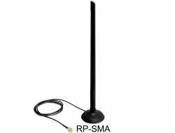 88410 Delock WLAN 802.11 b/g/n Antenne RP-SMA 6,5 dBi omnidirektional Gelenk mit magnetischem Standfuß