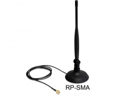 88413 Delock WLAN 802.11 b/g/n Antenne RP-SMA 4 dBi omnidirektional Gelenk mit magnetischem Standfuß