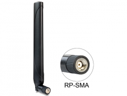 88428 Delock LTE Κεραία βύσμα RP-SMA -0,9 - 2,3 dBi ομοιοκατευθυντική με επικλινή σύνδεσμο, μαύρο