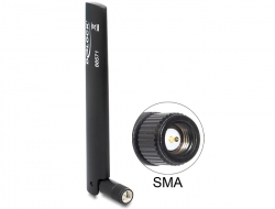88571 Delock LTE Antenna SMA  -0.8 - 3.0 dBi Omnidirectional With Flexible Joint Black