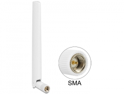 88790 Delock LTE Antenne SMA plug 1 - 2,5 dBi omnidirectional with flexible joint white