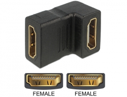 65075 Delock Adapter HDMI female to HDMI female 90° down