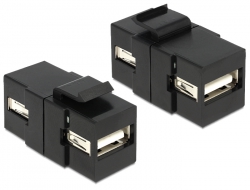 86367 Delock Modul Keystone, USB 2.0 A, mamă > USB 2.0 A, mamă, negru