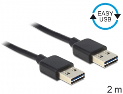 83461 Delock Cablu cu conector tată EASY-USB 2.0 Tip-A > conector tată EASY-USB 2.0 Tip-A, de 2 m, negru