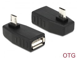 65474 Delock Adapter USB micro-B Stecker > USB 2.0-A Buchse OTG 90° gewinkelt