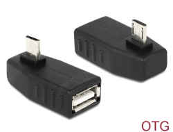 65473 Delock Adapter USB micro-B male > USB 2.0-A female OTG 270° angled