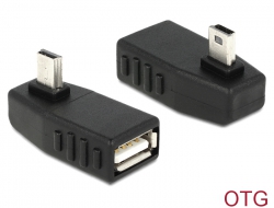 65475 Delock Adapter USB mini male > USB 2.0-A female OTG 270° angled
