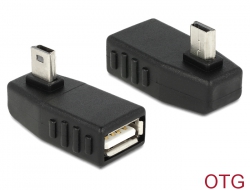 65476 Delock Adapter USB mini male > USB 2.0-A female OTG 90° angled