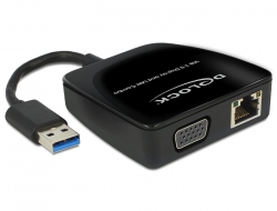 62541 Delock Adaptador USB 3.0 > VGA + LAN Gigabit