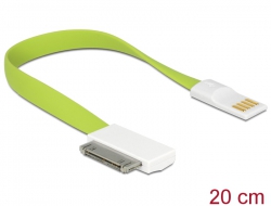 83491 Delock Kabel USB 2.0 Stecker > IPhone 30 Pin Stecker gewinkelt 20 cm grün 