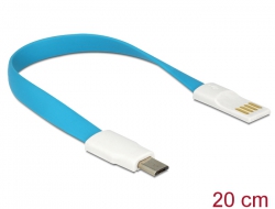 83495 Delock Cable USB 2.0 male > Micro USB male 20 cm blue 