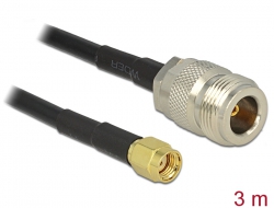 88686 Delock Antenna cable RP-SMA plug > N jack LMR195 3 m 