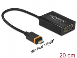 65551 Delock Adapter SlimPort / MyDP dugós csatlakozóval > VGA csatlakozóhüvellyel + USB Micro-B csatlakozóhüvellyel