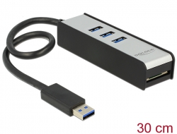 62535 Delock Hub Esterno USB 3.0 a 3 porte + 1 slot per Lettore di schede SD