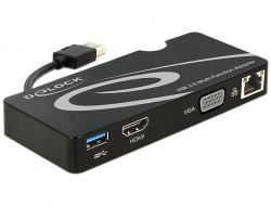 62461 Delock Adaptor USB 3.0 la HDMI / VGA + Gigabit LAN + USB 3.0