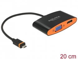 65561 Delock Adapter SlimPort / MyDP dugós csatlakozóval > HDMI / VGA csatlakozóhüvellyel + Micro USB csatlakozóhüvellyel