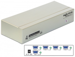 87655 Delock Divisor de audio y vídeo VGA de 4 puertos de 450 MHz