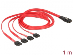 83074 Delock Cablu cu conector Mini SAS SFF-8087 > 4 porturi SATA cu 7 pini 1 m