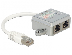 65441 Delock RJ45 Port Doppler 1 x RJ45 Stecker > 2 x RJ45 Buchsen (1 x Ethernet, 1 x ISDN) 